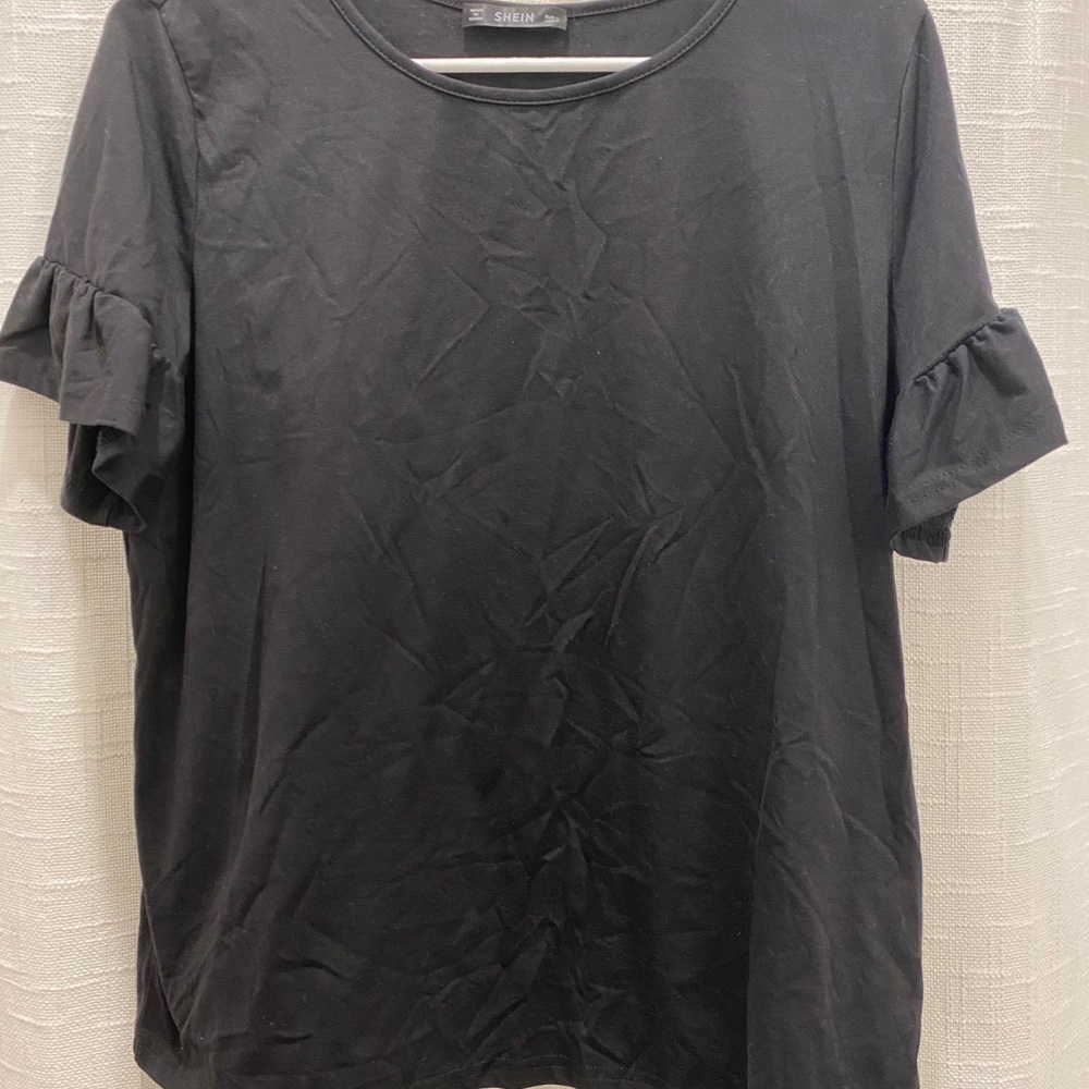Black ruffled SHEIN tee